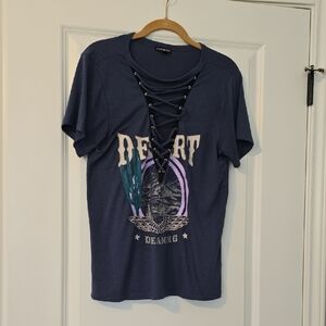 Express Blue Desert Dreaming Graphic Tee. Size XS